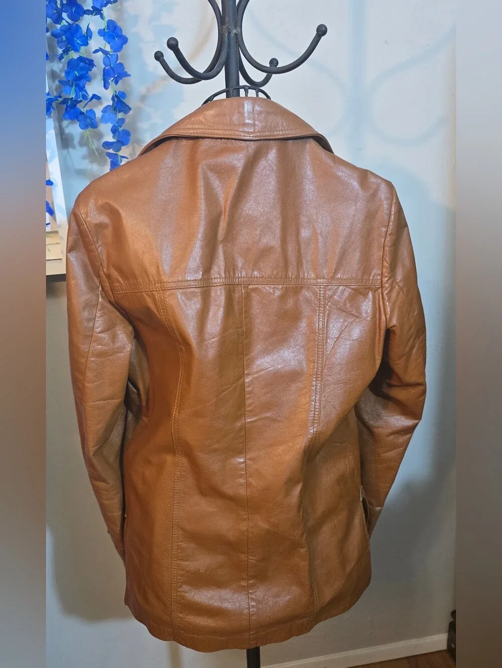 Puritan Unisex 70s Brown Leather Button Front Jacket Sz L (40)